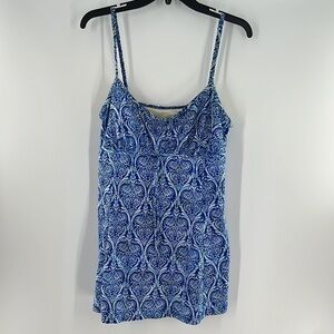 IT FIGURES SLENDER THIGHS SWIM DRESS BLUE PAISLEY PRINT 16